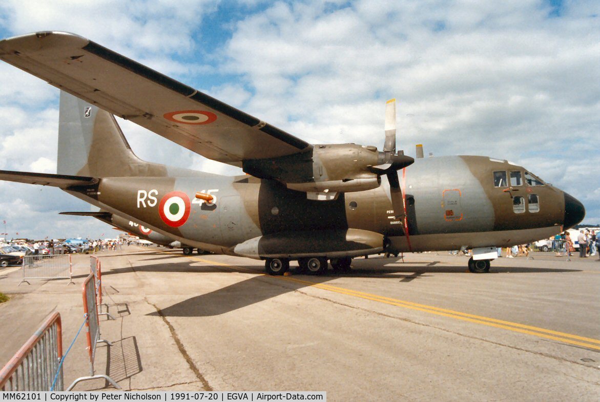 MM62101, Aeritalia G-222TCM C/N 4003, G222TCM of the Italian Air Force's Flight Test Centre on display at the 1991 Intnl Air Tattoo at RAF Fairford.