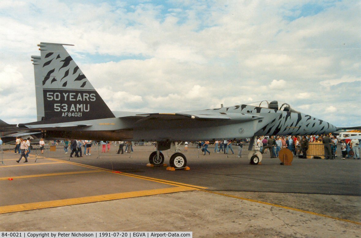 84-0021, 1984 McDonnell Douglas F-15C Eagle C/N 0931/C324, F-15C Eagle of 53rd Tactical Fighter Squadron/36th Tactical Fighter Wing at the Tiger Meet of the 1991 Intnl Air Tattoo at RAF Fairford.