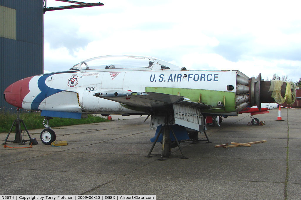 N36TH, Canadair T-33AN Silver Star 3 C/N T33-231, Piece 1 of T-33 at North Weald on 2009 Air Britain Fly-in Day 1