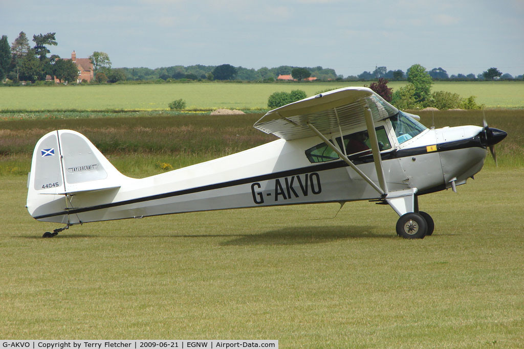 G-AKVO, 1946 Taylorcraft BC-12D Twosome C/N 9845, Taylorcraft BC12D at Wickenby on 2009 Wings and Wheel Show