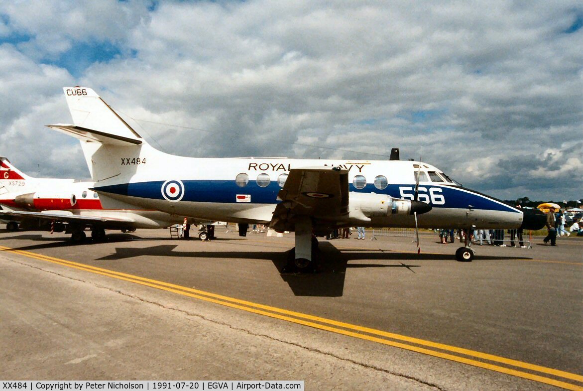 XX484, Scottish Aviation HP-137 Jetstream T.2 C/N 266, Jetstream T.2 of 750 Squadron at the 1991 Intnl Air Tattoo at RAF Fairford.