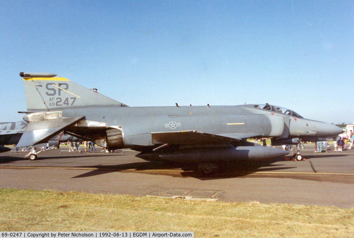 69-0247, 1969 McDonnell Douglas F-4G Phantom II C/N 3772, F-4G Phantom of 81st Fighter Squadron/52nd Fighter Wing at the 1992 Air Tattoo Intnl at Boscombe Down.