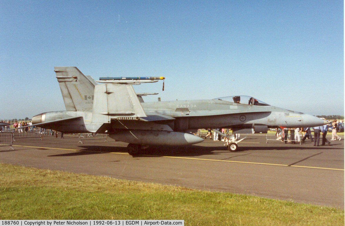 188760, 1986 McDonnell Douglas CF-188A Hornet C/N 0409/A341, CF-18A Hornet of 439 Squadron 1st Canadian Air Division at the 1992 Air Tattoo Intnl at Boscombe Down.