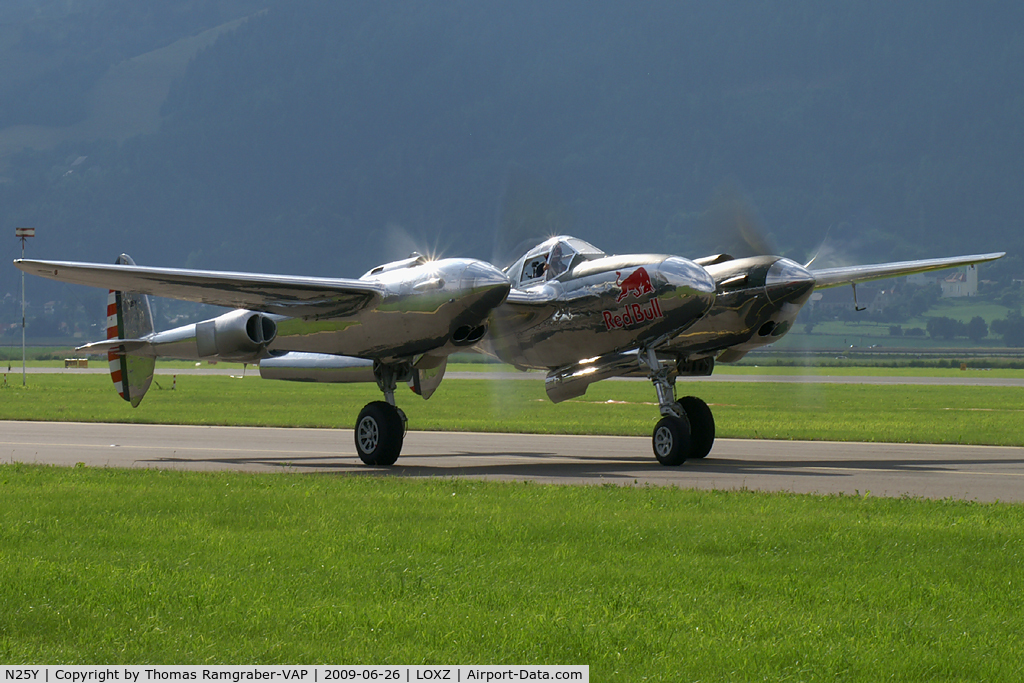 N25Y, 1944 Lockheed P-38L-5LO Lightning C/N AF44-53254, Red Bull (The Flying Bulls) Lockheed P38 Lighting