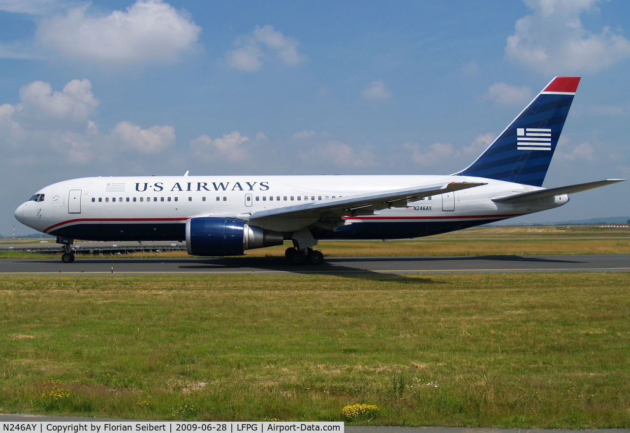 N246AY, 1987 Boeing 767-201ER C/N 23898, taxi to the active