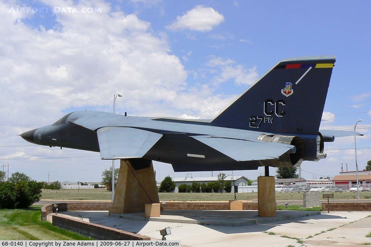 68-0140, 1968 General Dynamics F-111D Aardvark C/N A6-55, USAF F-111D on display in Clovis, NM