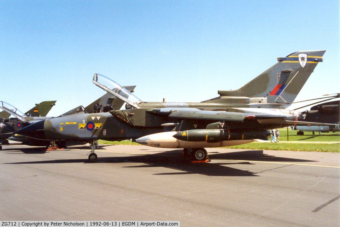 ZG712, 1990 Panavia Tornado GR.1A C/N BS179/822/3395, Tornado GR.1A, callsign Cobra, of 13 Squadron at the 1992 Air Tattoo Intnl at Boscombe Down.