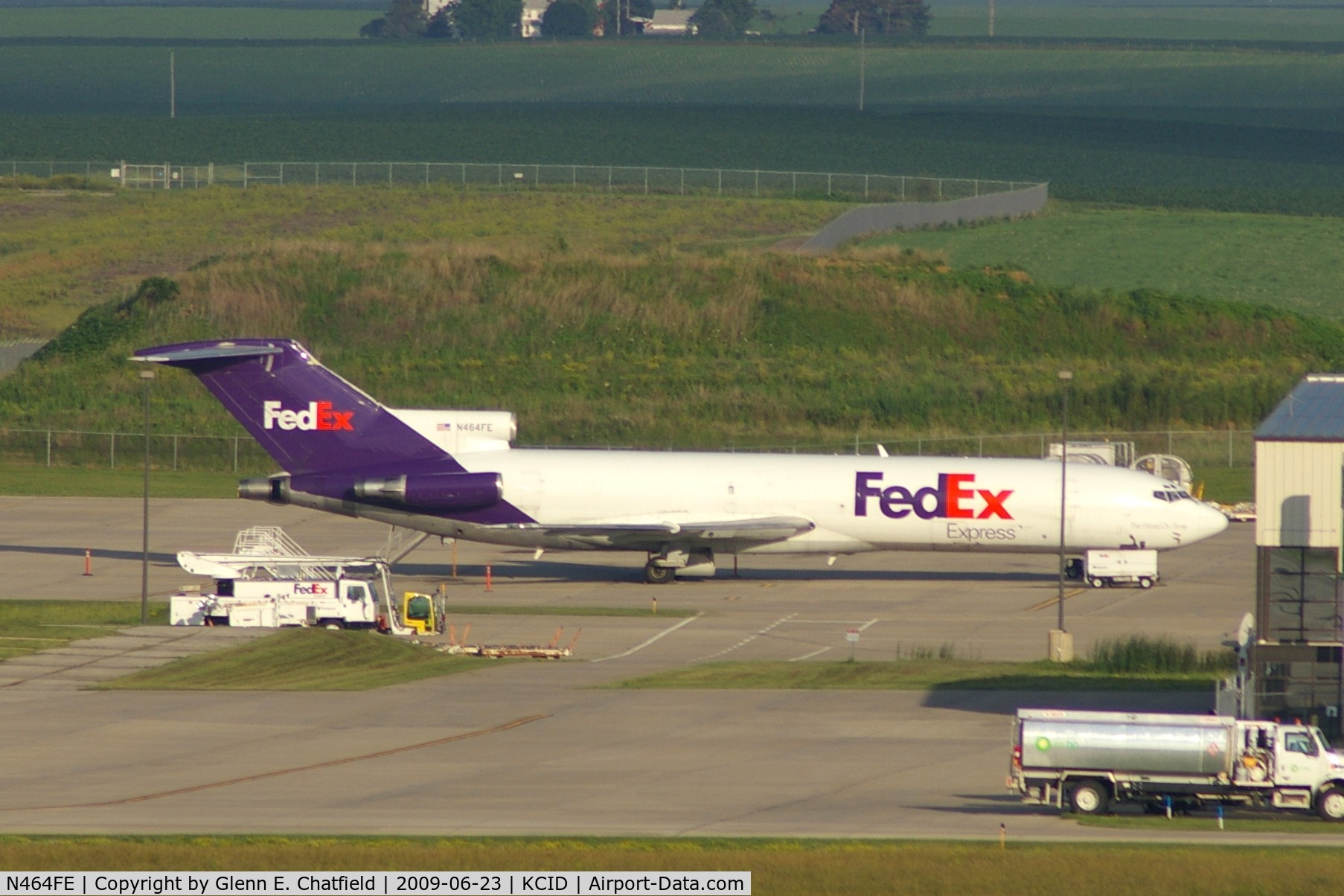 N464FE, 1976 Boeing 727-225 C/N 21288, Parked at the FedEx ramp, seen from the tower about 3/4 mile away.