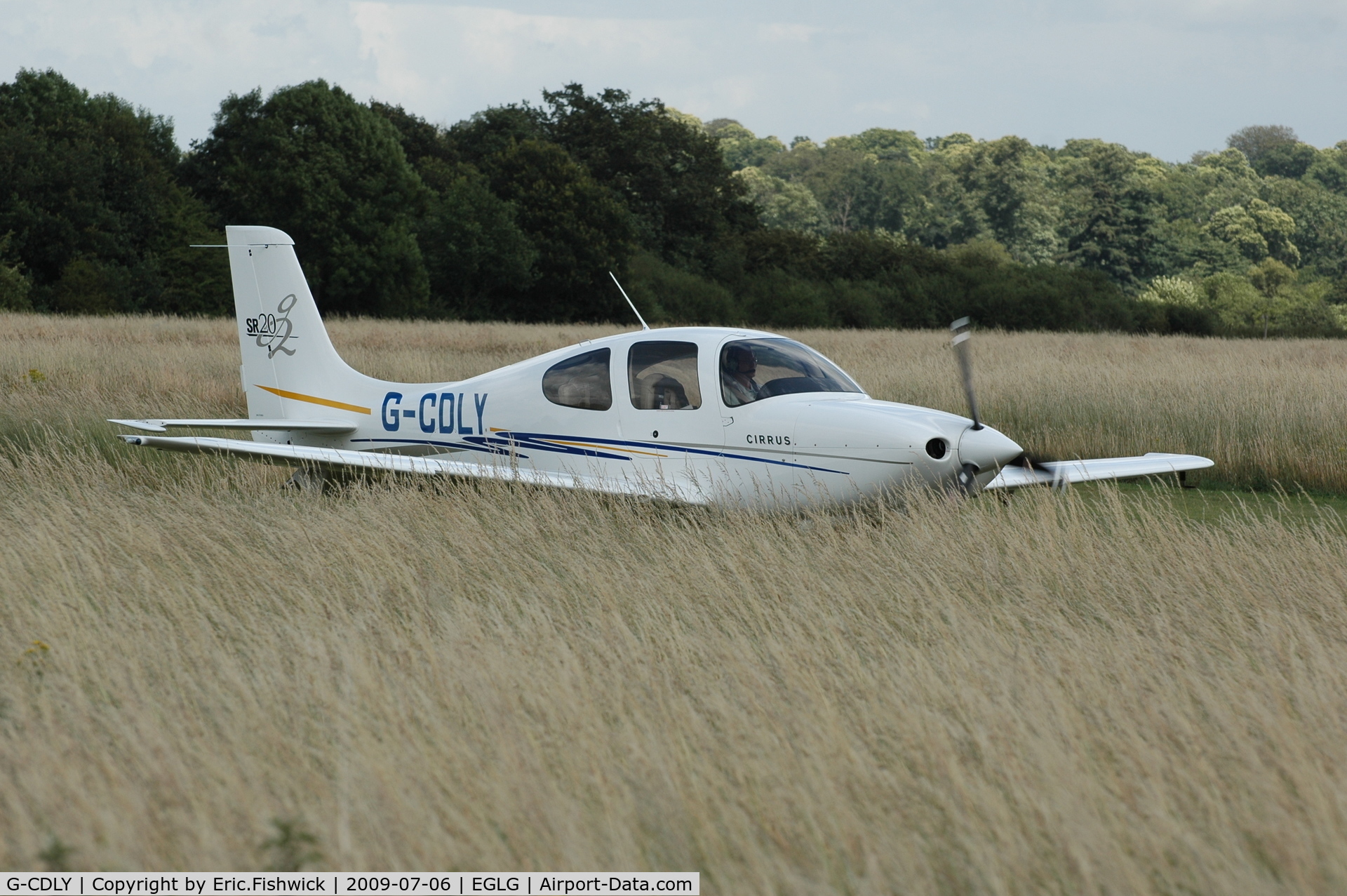 G-CDLY, 2005 Cirrus SR20 G2 C/N 1519, G-CDLY arriving at Panshanger Airfield. Is the long grass to encourage wildlife ?