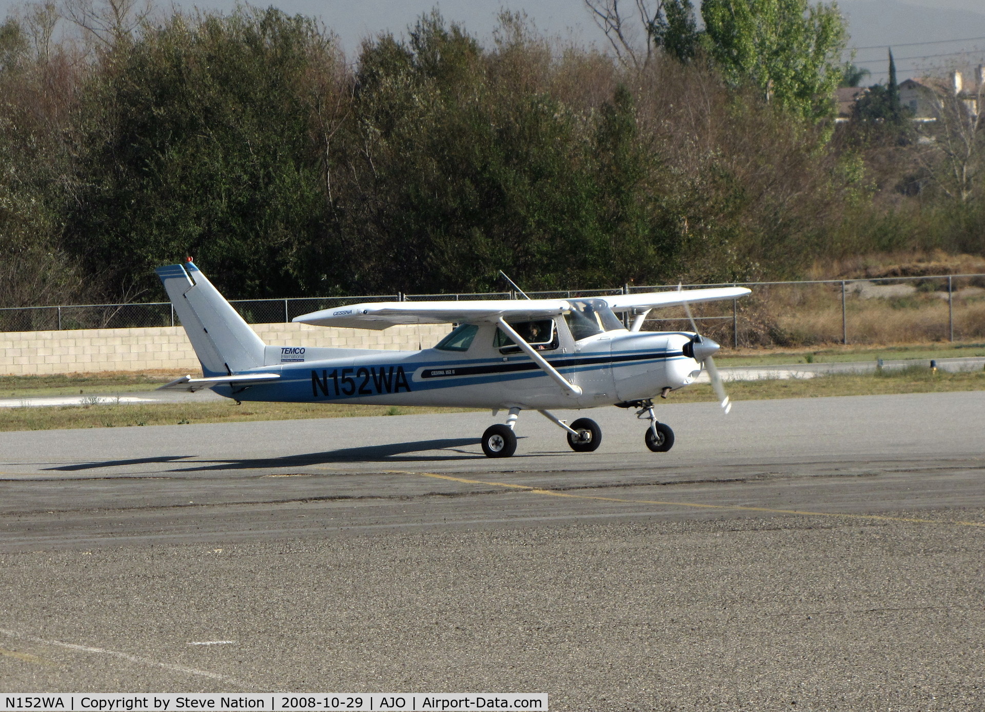N152WA, 1979 Cessna 152 C/N 15283845, TEMCO International 1979 Cessna 152 taxiing for takeoff @ Corona Airport, CA