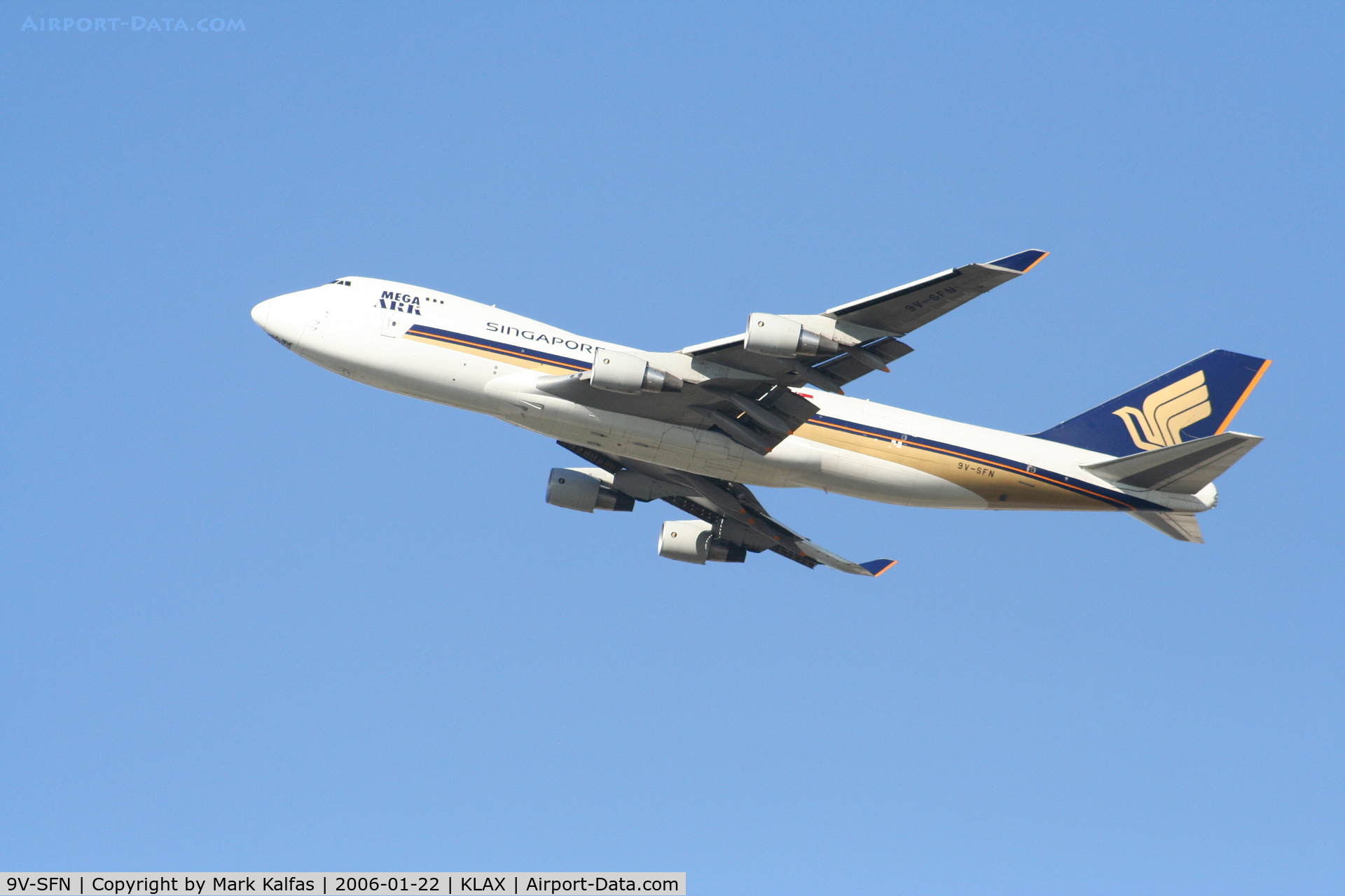 9V-SFN, 2004 Boeing 747-412F/SCD C/N 32899, Singapore Airlines Boeing 747-412F, 9V-SFN Departing RWY 25L KLAX