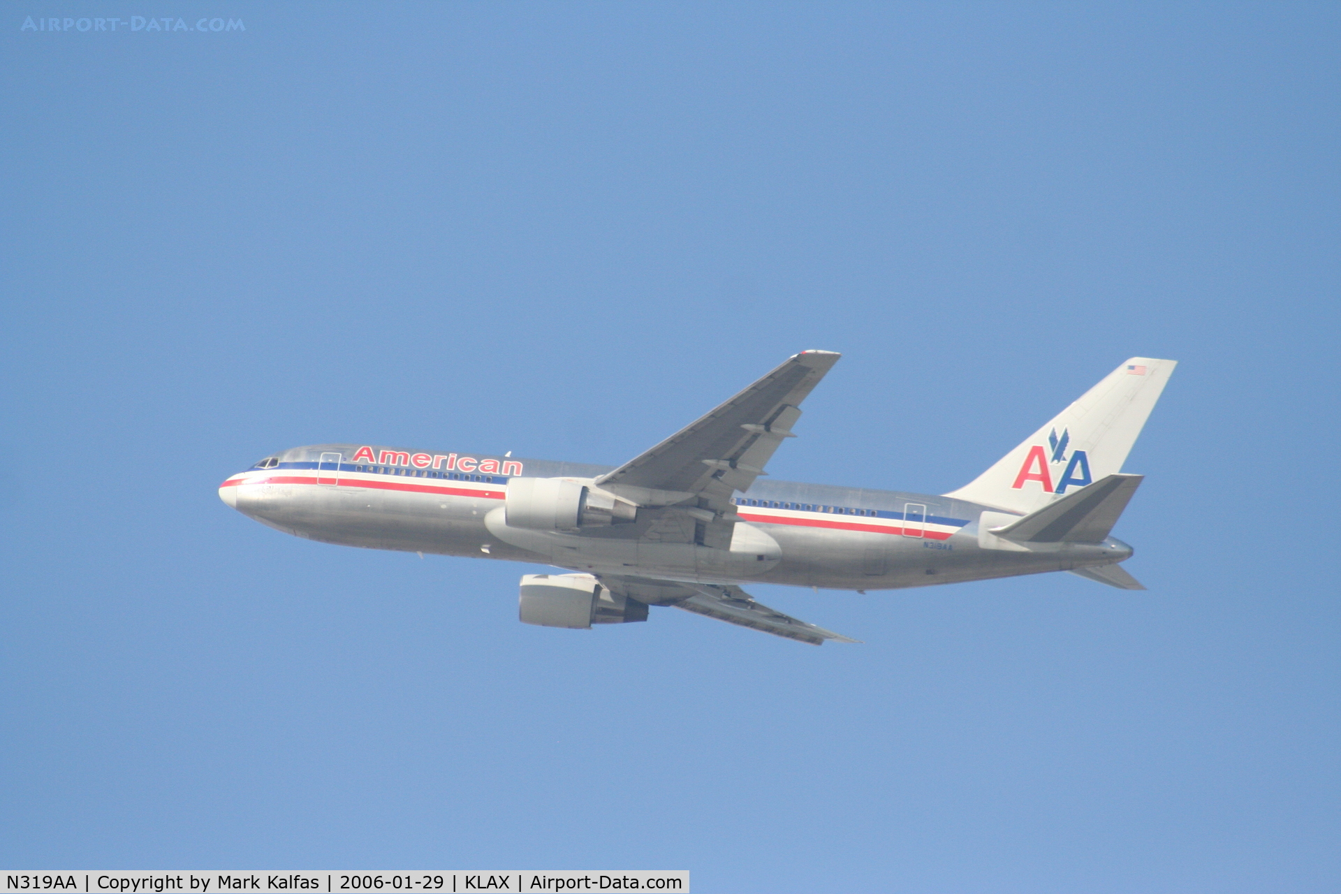 N319AA, 1985 Boeing 767-223 C/N 22320, American Airlines Boeing 767-223, 25R departure KLAX