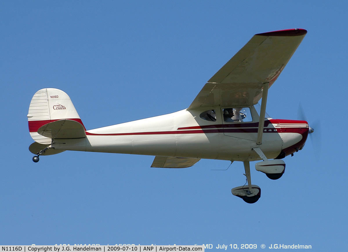 N1116D, 1951 Cessna 140A C/N 15680, on take off at Lee Airport Annapolis MD