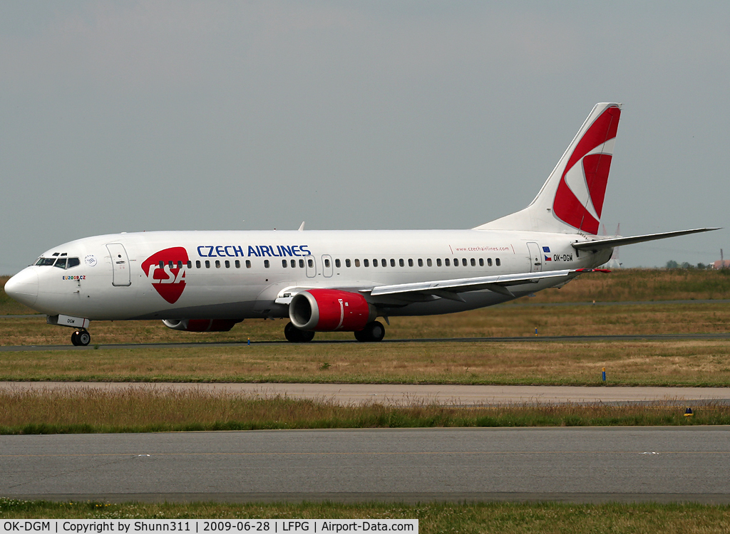 OK-DGM, 1998 Boeing 737-45S C/N 28473, Taxiing for departure in new c/s