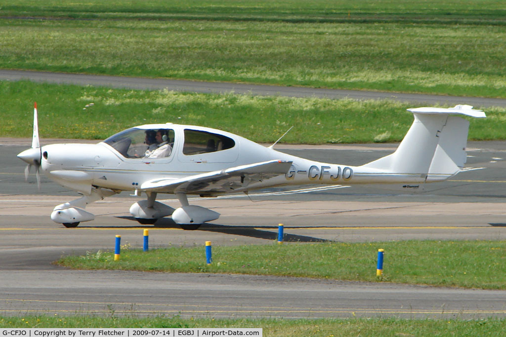 G-CFJO, 2007 Diamond DA-40D Diamond Star C/N D4.296, Diamondstar DA40 on training flight from Coventry - at Gloucestershire (Staverton) Airport