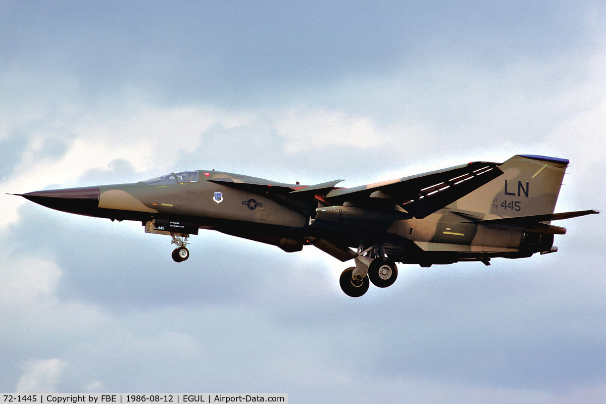 72-1445, 1972 General Dynamics F-111F Aardvark C/N E2-75, returning from another training mission