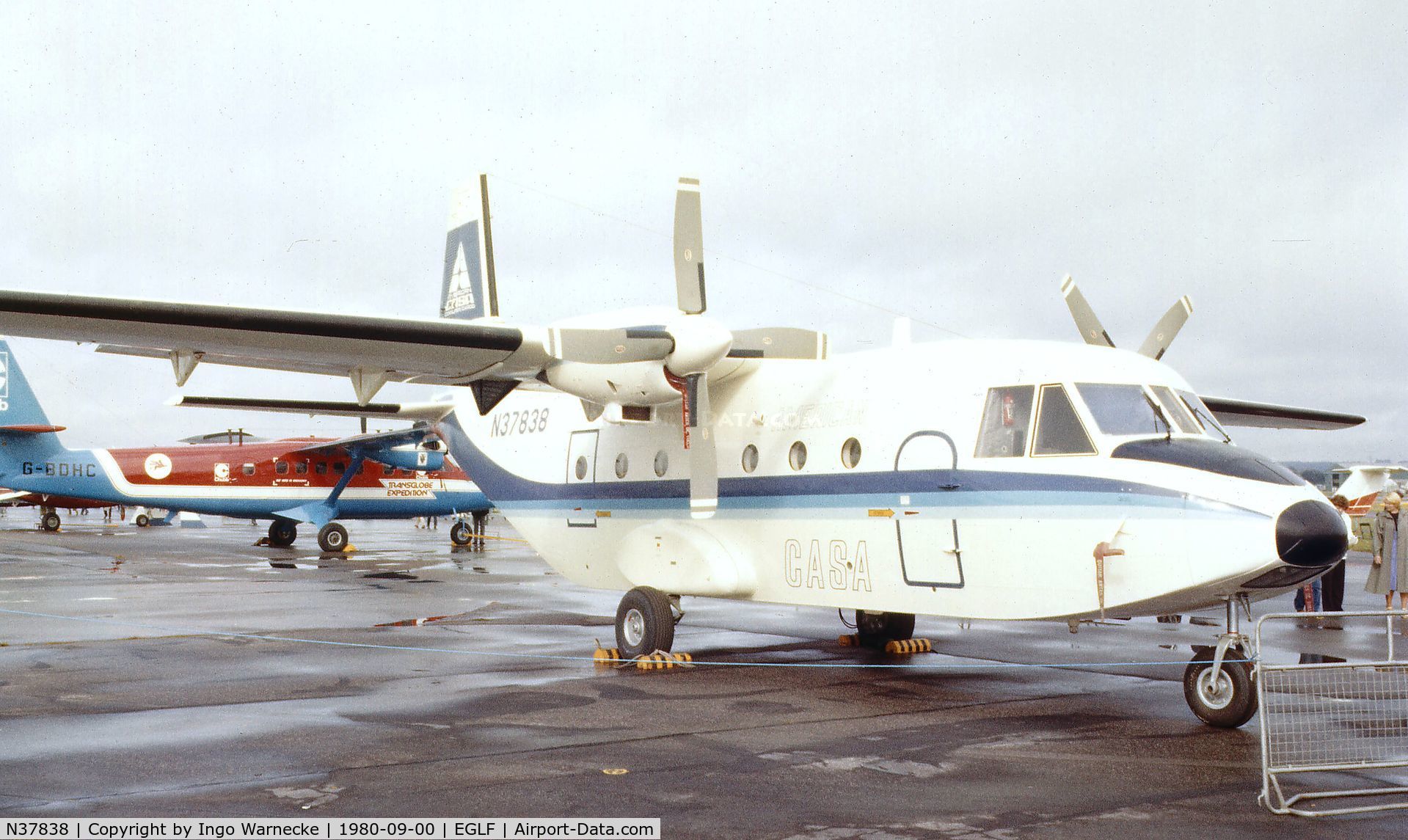 N37838, CASA C-212-200 Aviocar C/N 169, CASA C-212-200 Aviocar of American CASA at Farnborough International 1980