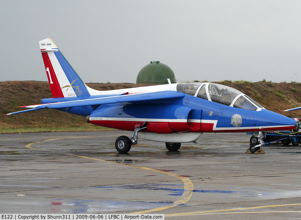 E122, Dassault-Dornier Alpha Jet E C/N E122, Used as a demo during LFBC Airshow 2009... New logo on tail