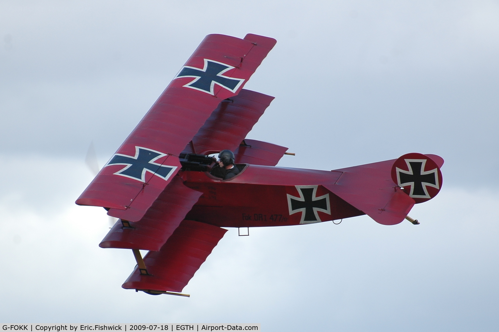 G-FOKK, 2006 Fokker Dr.1 Triplane Replica C/N PFA 238-14253, G-FOKK at Shuttleworth Evening Air Display July 09