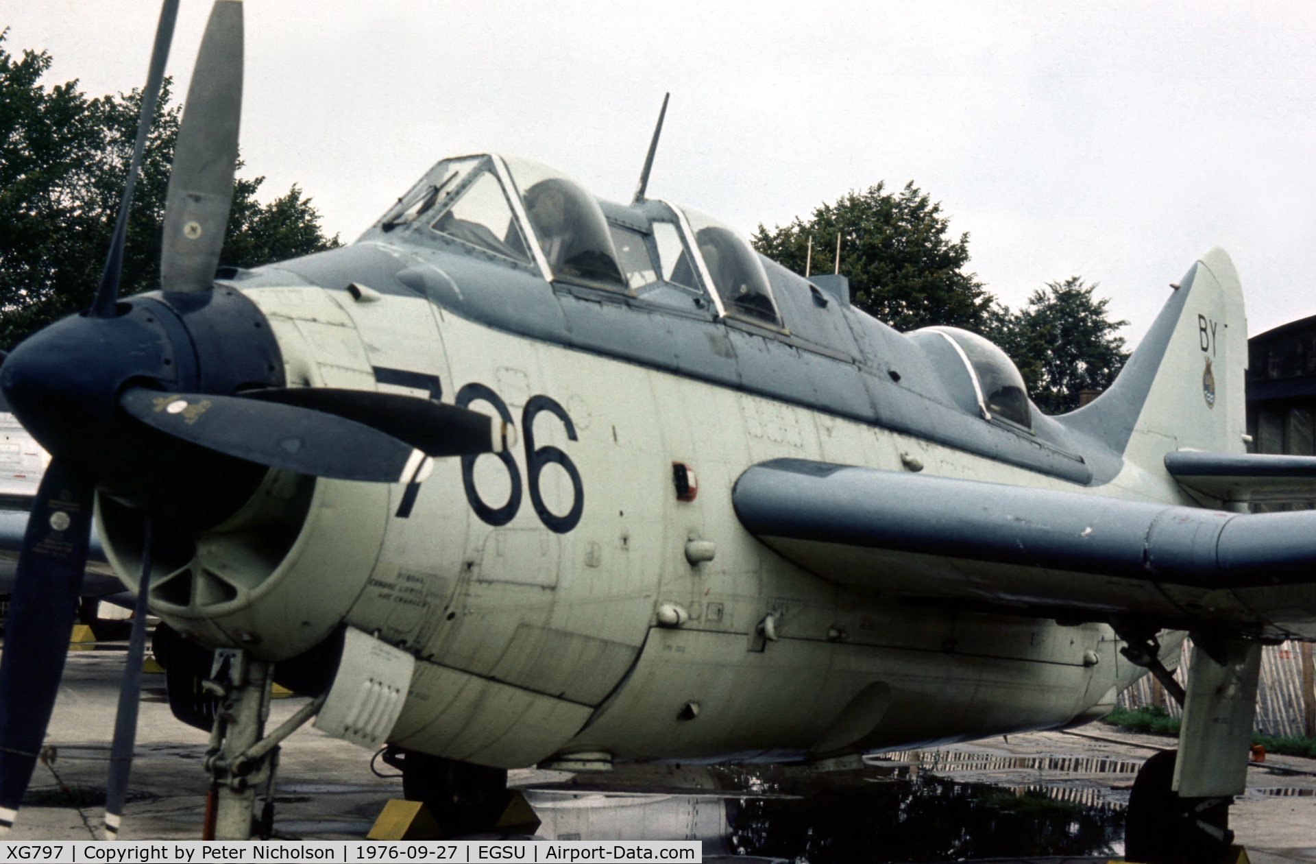 XG797, Fairey Gannet ECM.6 C/N F9365, Another view of the ex-849 Squadron Gannet on display in the Summer of 1976 at the Imperial War Museum, Duxford.