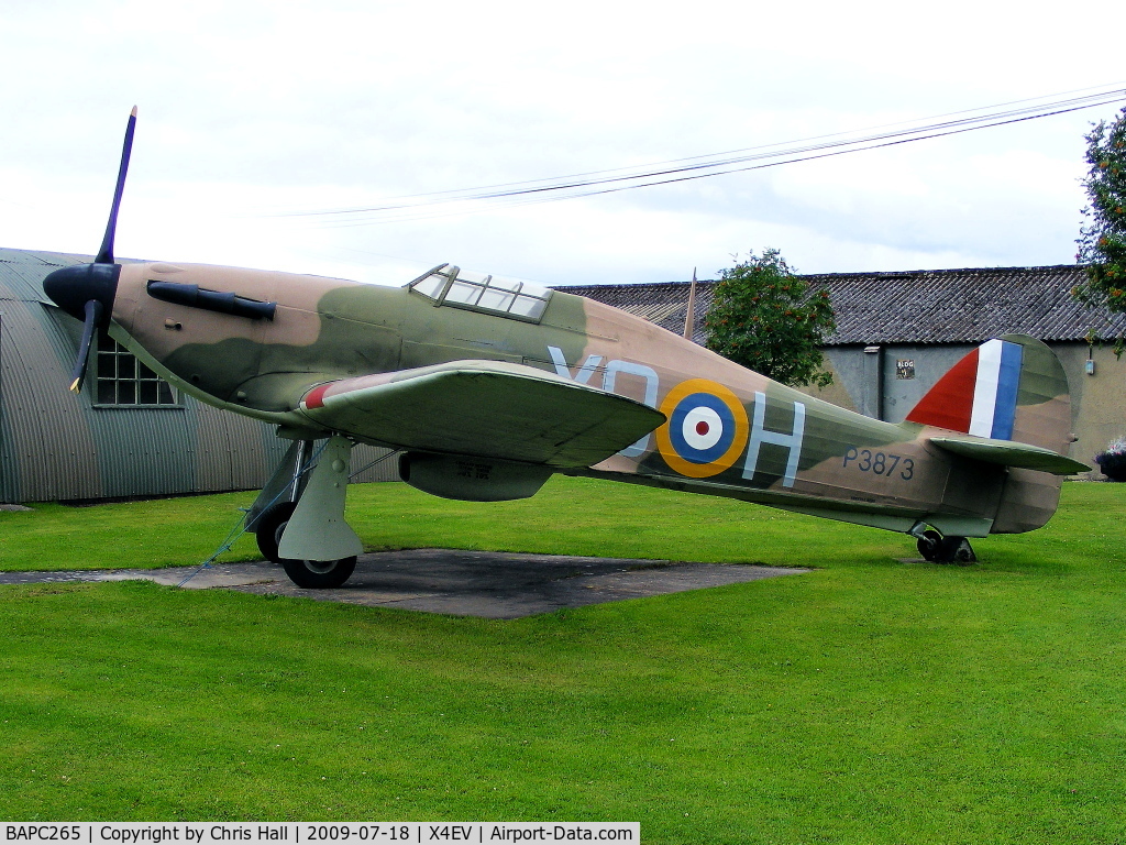 BAPC265, Hawker Hurricane I Replica C/N BAPC.265, Hawker Hurricane I replica was unveiled on 20 August 2000 and installed as the gate guardian on 8 October 2000 by the Canadian High Commissioner, the Hon. Roy McLaren PC