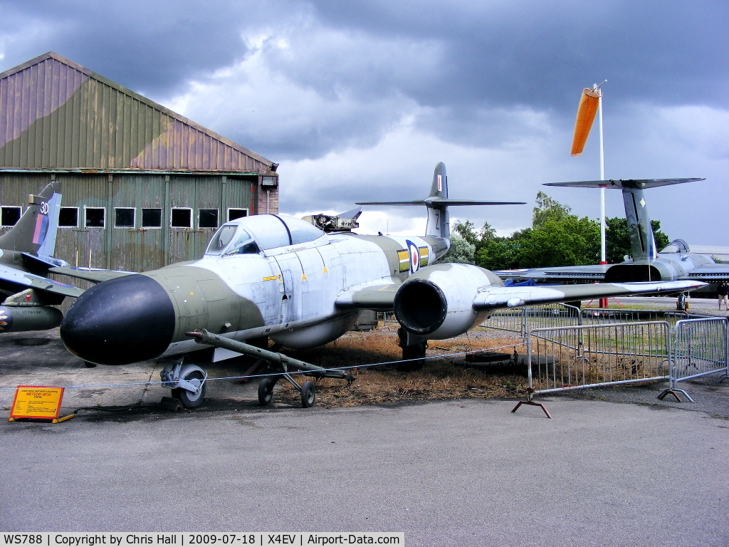 WS788, 1954 Gloster Meteor NF(T).14 C/N Not found WS788, The Museum's aircraft was built at Bagington, Coventry, in February 1954. In July 1954, it was issued to 152 Squadron at Wattisham. It served with the No.1 Air Navigation School at Thorney Island and later at No.2 School at Stradishall