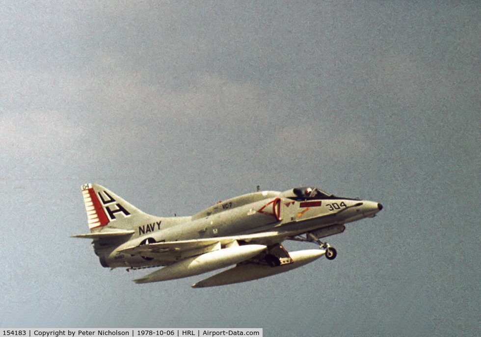 154183, Douglas A-4F Skyhawk C/N 13640, A-4F Skyhawk of VC-7 at the 1978 Confederate Air Force Airshow at Harlingen.