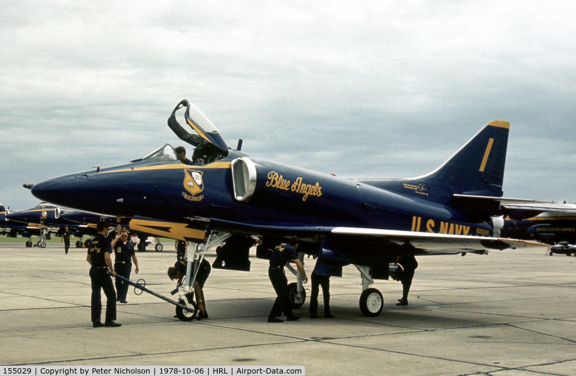 155029, Douglas A-4F Skyhawk C/N 13845, Blue Angel number 1 at the 1978 Confederate Air Force Airshow at Harlingen.