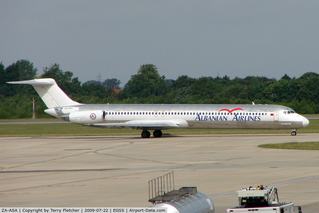 ZA-ASA, 1983 McDonnell Douglas MD-82 (DC-9-82) C/N 49165, Albanian Airlines MD83 at Stansted
