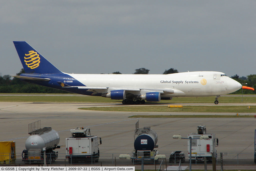 G-GSSB, 1998 Boeing 747-47UF C/N 29252, Global Systems B747 at home base of Stansted