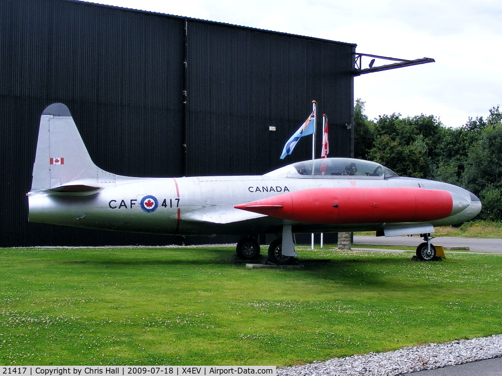 21417, Canadair CT-133 Silver Star 3 C/N T33-417, Canadair CT-133 Silver Star. This aircraft was one of 636 jet trainers built under licence by Canadair for the Royal Canadian Air Force, from 1952. It was used as an instrument flight trainer whilst in service with the Canadian forces in Germany.