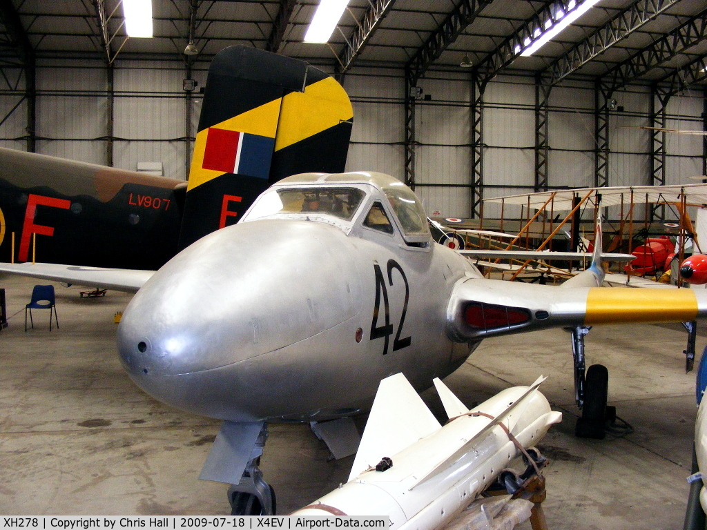 XH278, 1955 De Havilland DH-115 Vampire T.11 C/N 15607, Vampire T11 XH278 was built at Chester and was test flown on 13 September 1955. It was delivered to the RAF Cranwell on 30 December 1955. Apart from one minor collision with a fuel bowser on 8 January 1957, it remained in service until 3 February 1960 whe