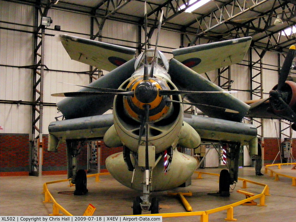 XL502, 1961 Fairey Gannet AEW.3 C/N F9461, The Museum's aircraft, previously at Sandtoft, Lincolnshire, was the last Gannet in service with No 849 Squadron and the last Gannet to display at air shows