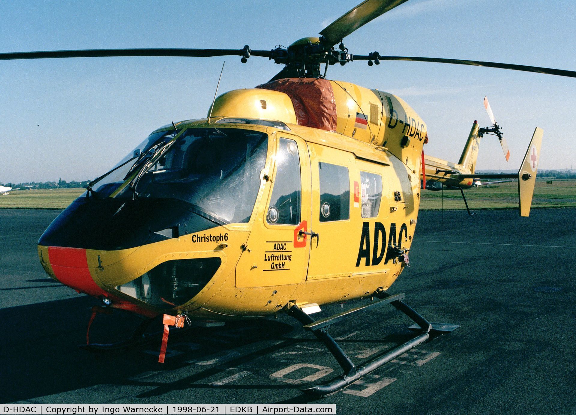 D-HDAC, Eurocopter-Kawasaki BK-117A-4 C/N 7005, MBB-Kawasaki BK-117A-4 'Christoph 6' EMS-helicopter of ADAC-Luftrettung at Bonn-Hangelar airfield