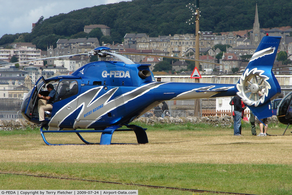 G-FEDA, 2000 Eurocopter EC-120B Colibri C/N 1129, Attractive EC120B visitor on Day 1 of Helidays 2009 at Weston-Super-Mare seafront