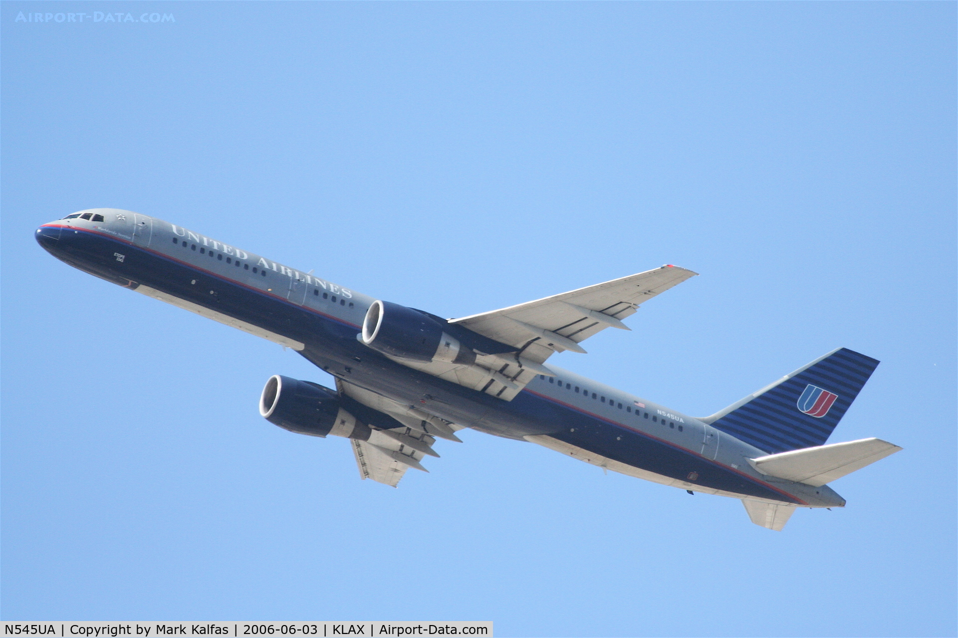 N545UA, 1991 Boeing 757-222 C/N 25323, United Airlines Boeing 757-222, N544UA departing KLAX 25R.