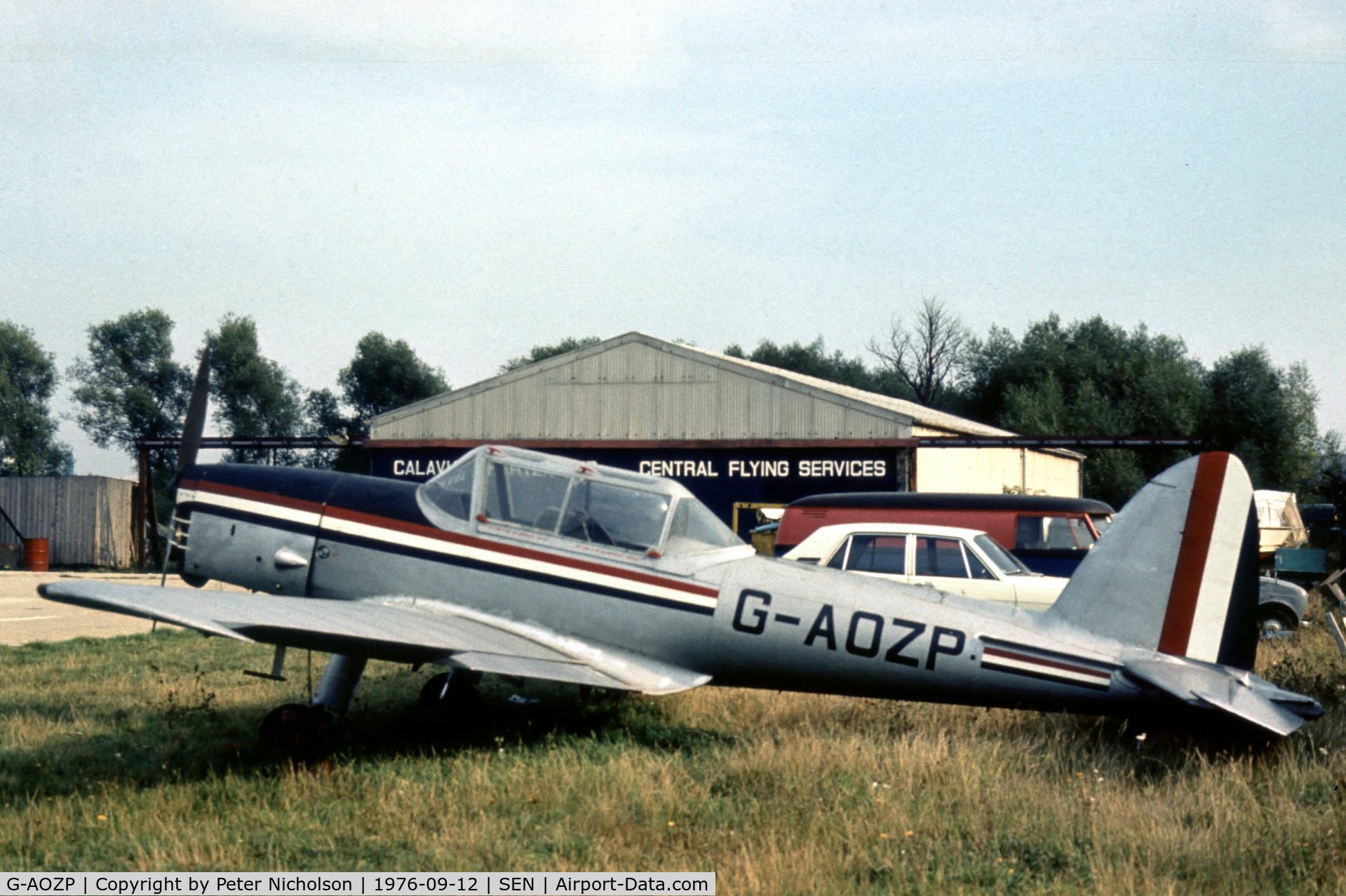 G-AOZP, 1950 De Havilland DHC-1 Chipmunk 22A C/N C1/0183, Chipmunk 22 seen at Southend in the Summer of 1976.
