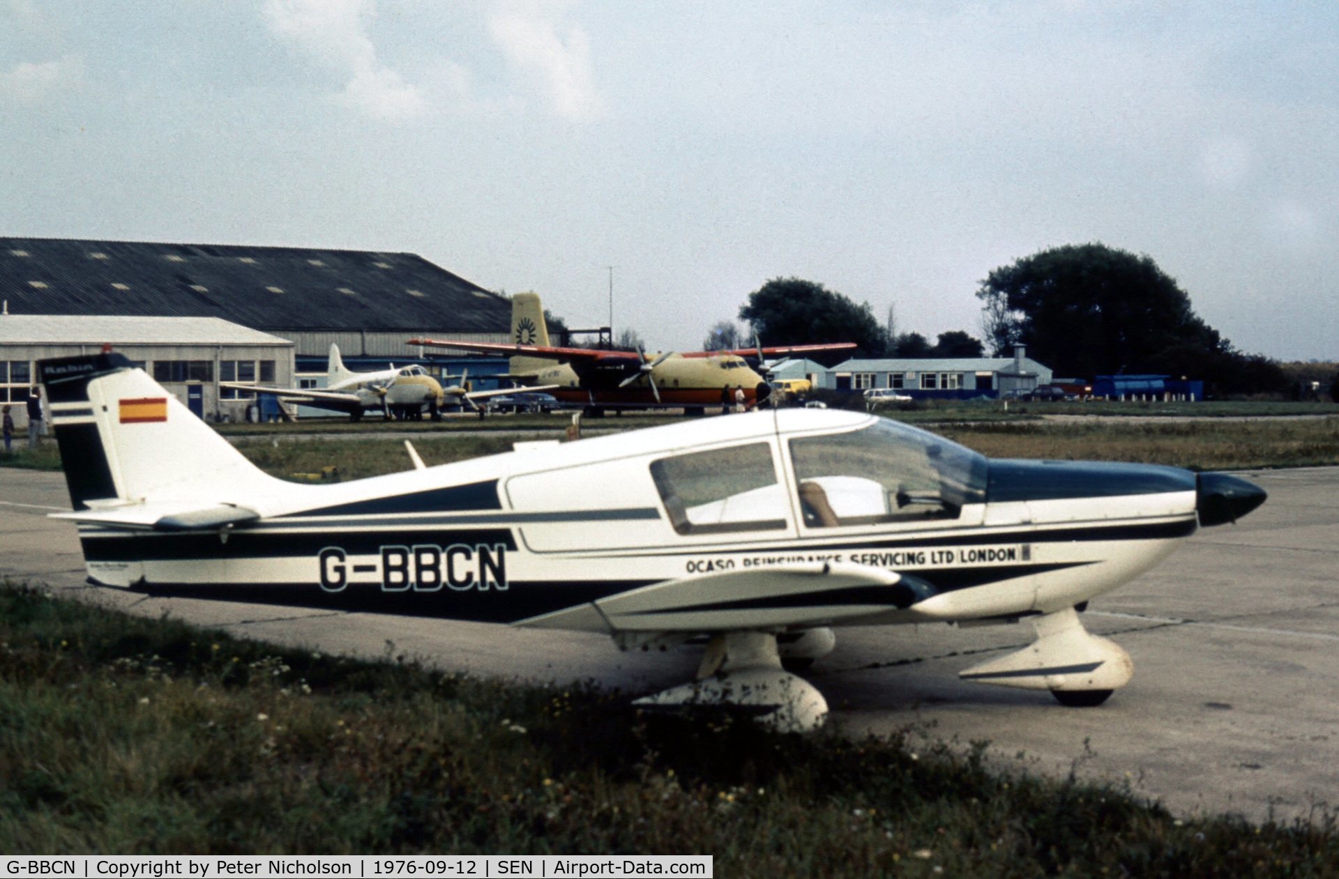 G-BBCN, 1973 Robin HR-100-210 Safari C/N 168, This Robin was seen at Southend in the Summer of 1976.