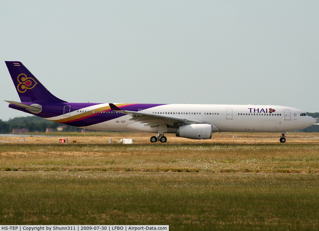 HS-TEP, 2009 Airbus A330-343X C/N 1035, Lining up rwy 32L for delivery flight to BKK