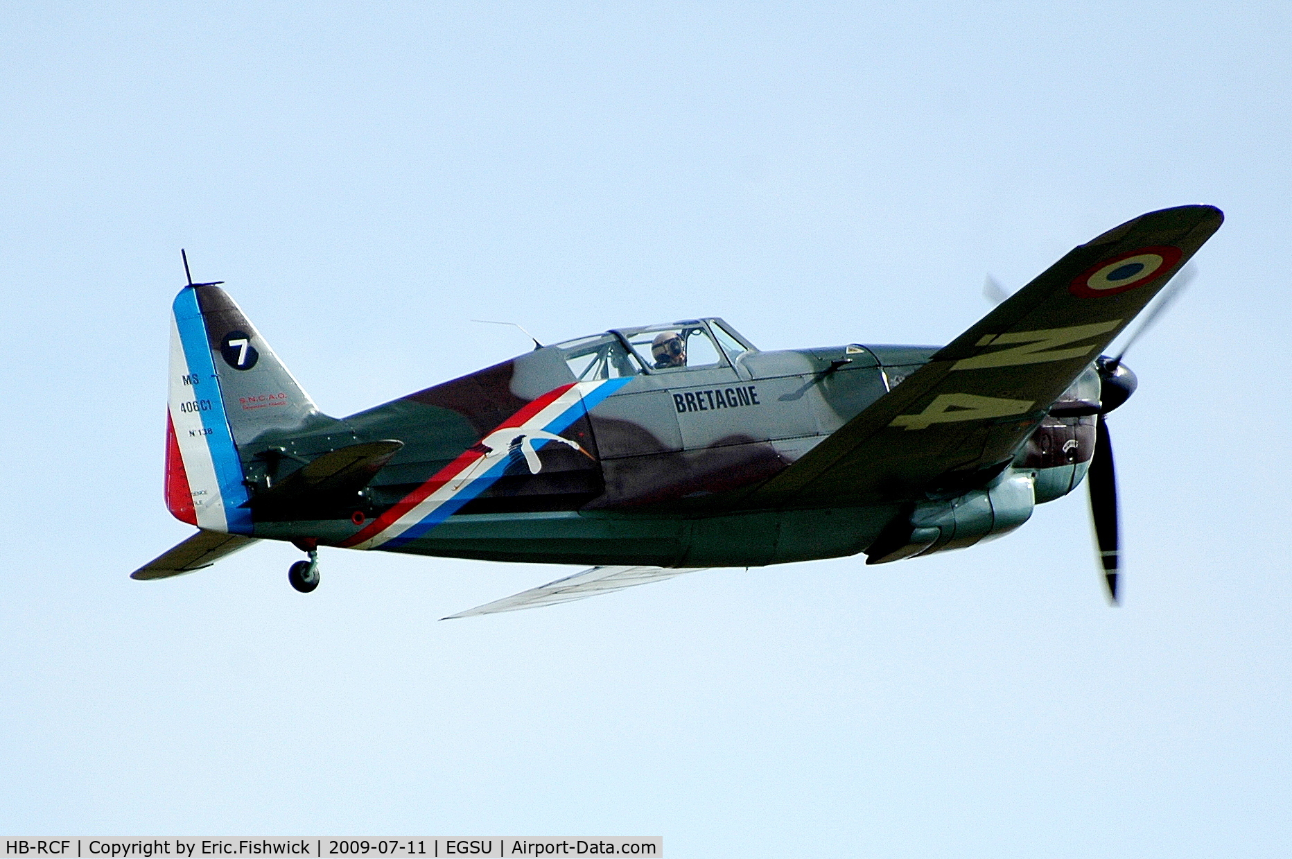 HB-RCF, 1942 Morane-Saulnier D-3801 (MS-412) C/N 194, HB-RCF marked as Morane D-3801 J-143 at Duxford Flying Legends Air Show July 09