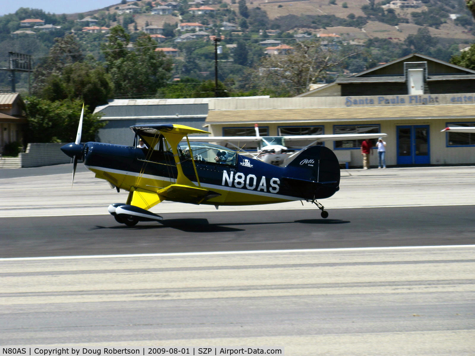 N80AS, 1992 Pitts S-2B Special C/N 5244, 1992 Pitts Aerobatics PITTS S-2B, Lycoming AEIO-540, landing roll Rwy 22