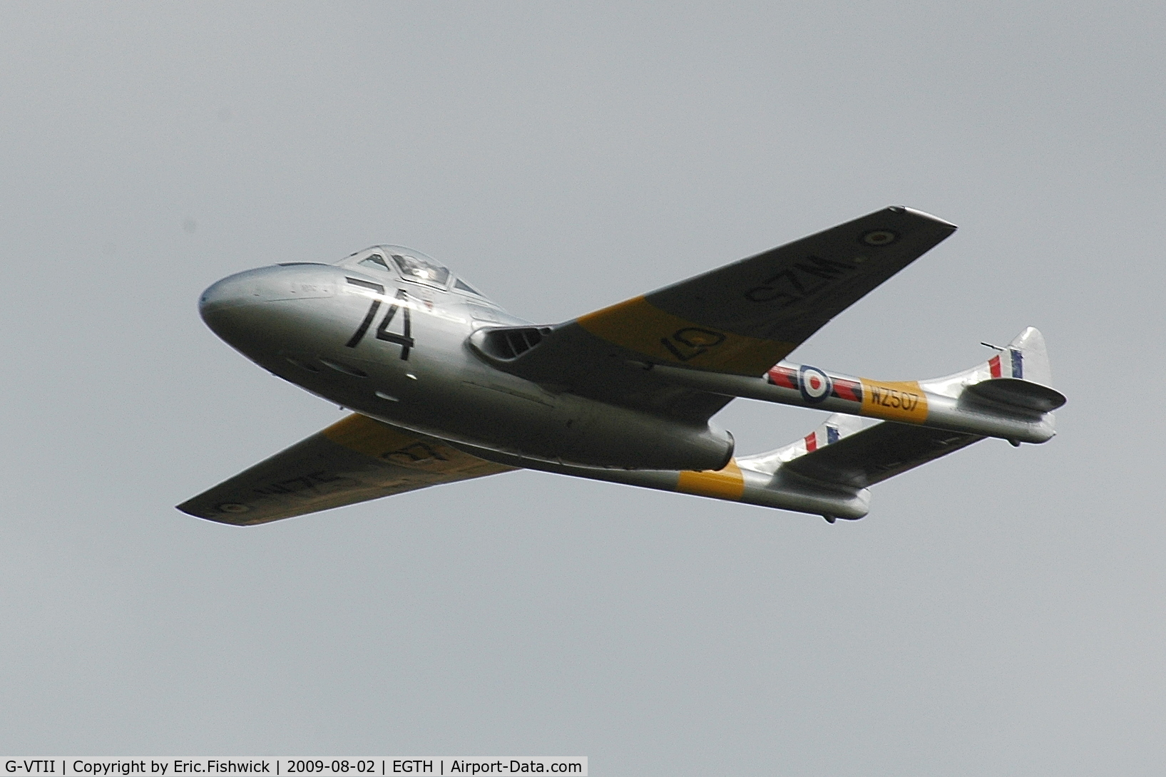 G-VTII, 1954 De Havilland DH-115 Vampire T.11 C/N 15127, WZ507 at Shuttleworth Military Pagent Air Display  Aug 09