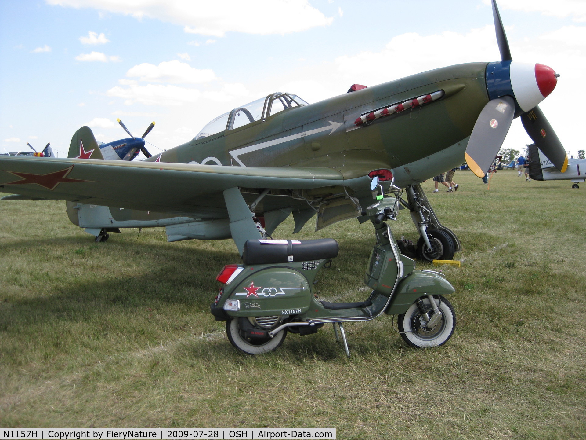 N1157H, 1994 Yakovlev Yak-9U-M C/N 0470402, Yak with Stella support vehicle