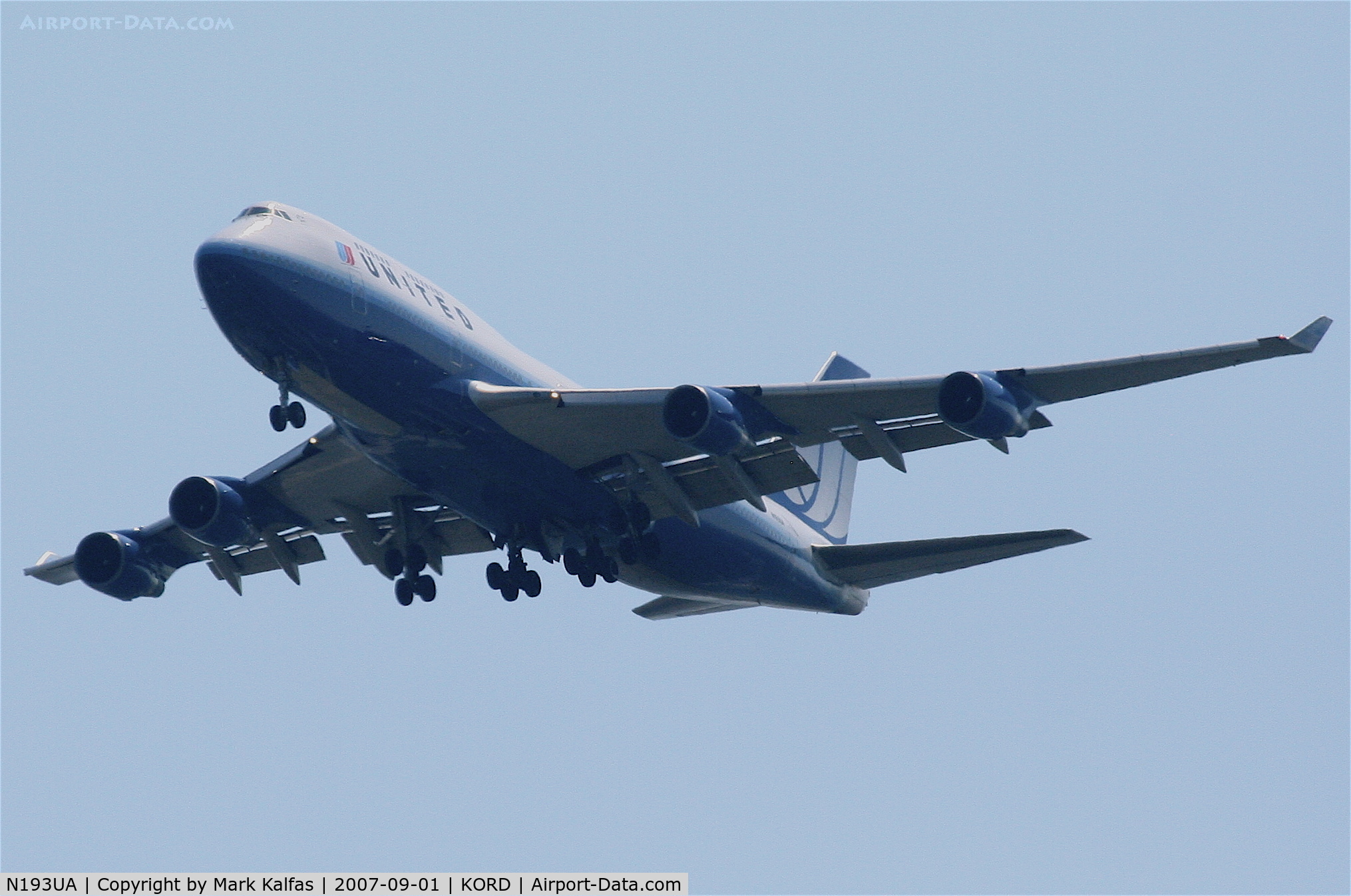 N193UA, 1996 Boeing 747-422 C/N 26890, United Airlines Boeing 747-422, N193UA on approach to 4R KORD.