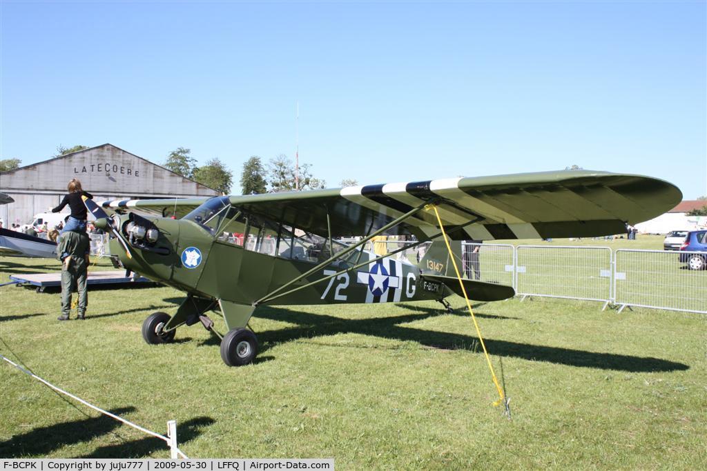 F-BCPK, 1945 Piper L-4J Grasshopper (J3C-65D) C/N 13147, on display at Cerny La Ferté-Alais