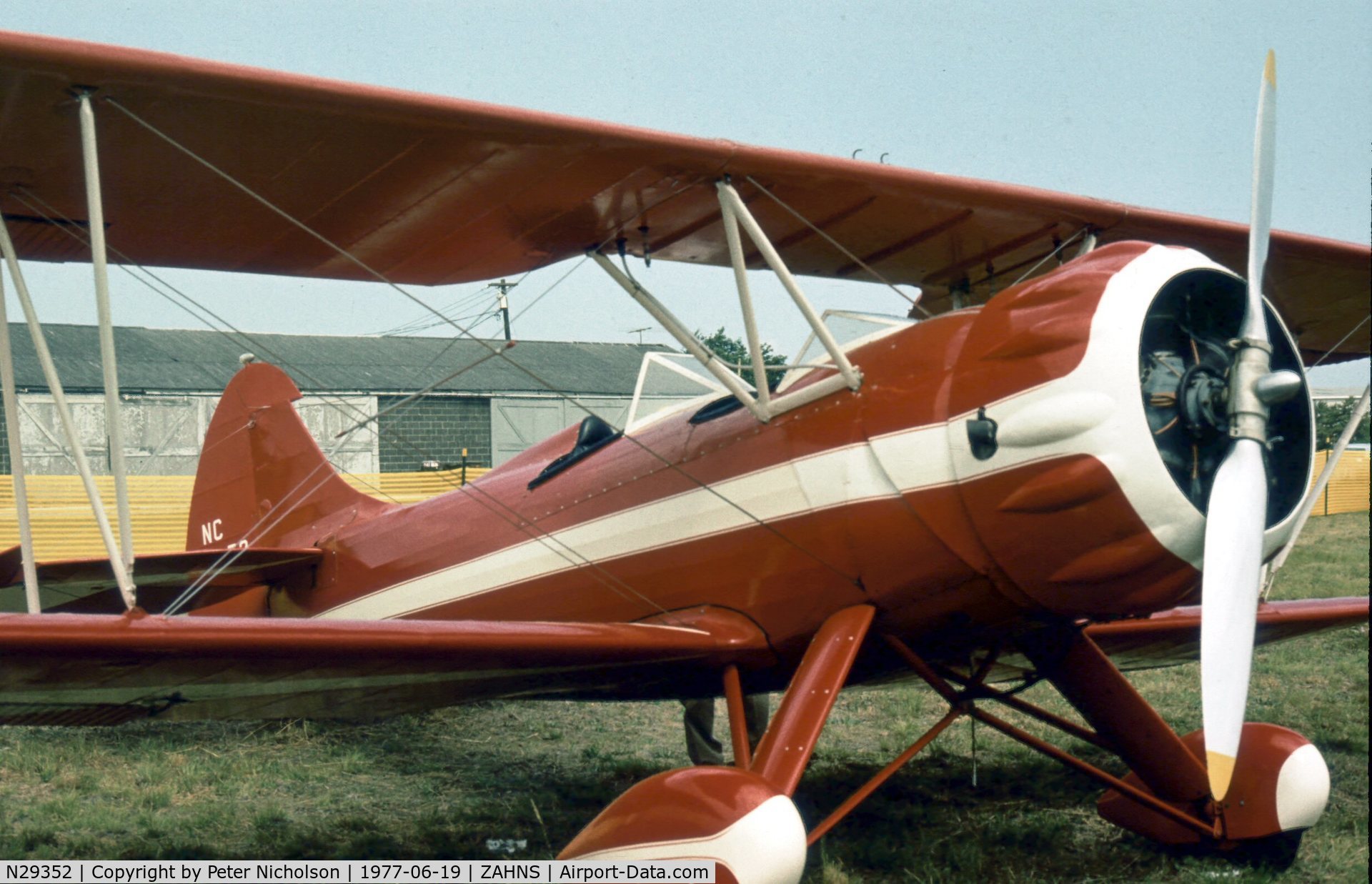 N29352, 1940 Waco UPF-7 C/N 5379, Waco UPF-7 at the EAA Fly-in at Zahns Airport, Amityville, Long Island in the Summer of 1977. The airport closed in 1980.