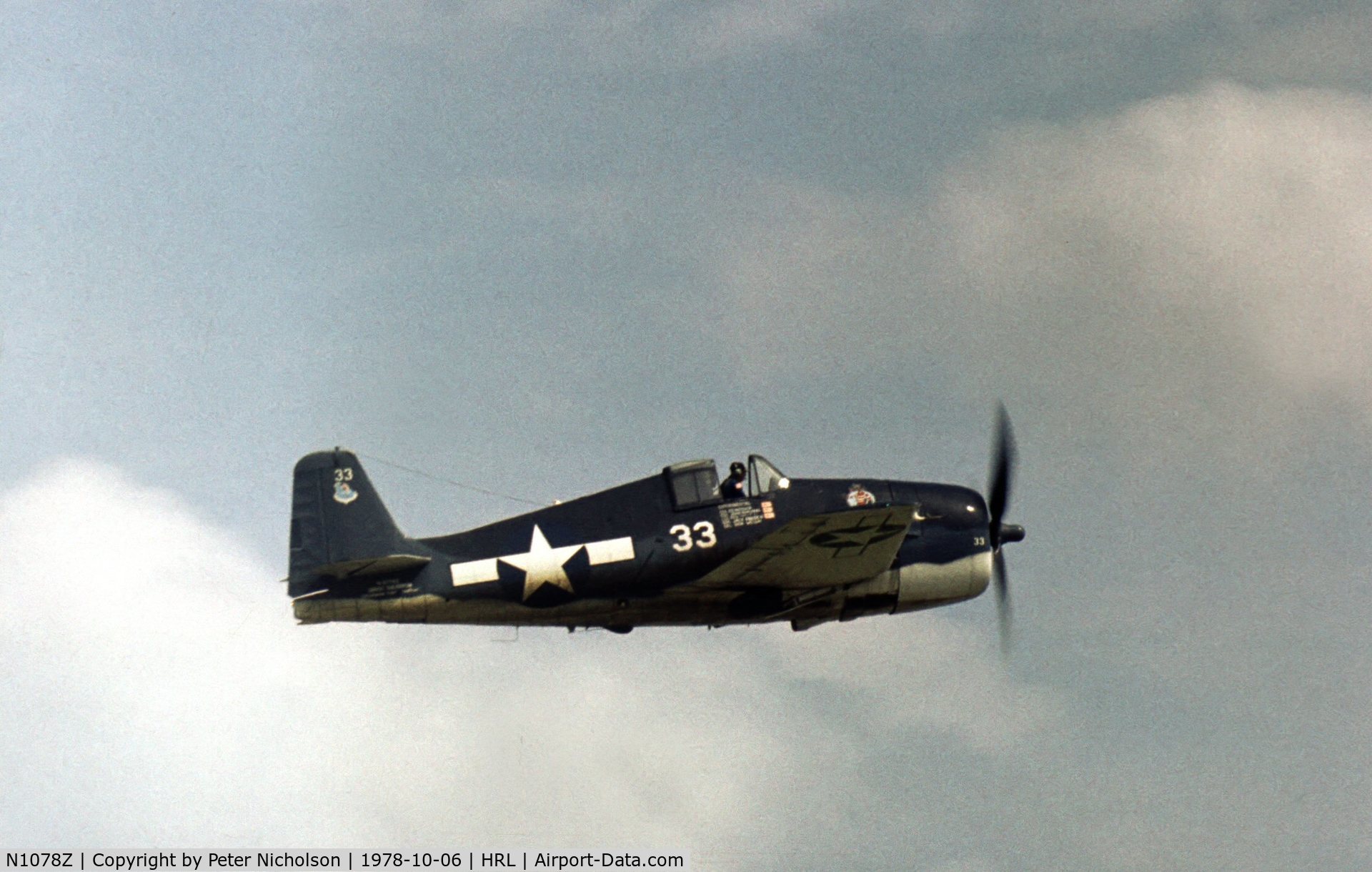 N1078Z, 1963 Grumman F6F-5 Hellcat C/N 27354801-66, Another view of the Confederate Air Force Hellcat at the 1978 Harlingen Airshow.