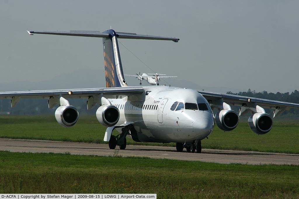 D-ACFA, 1991 British Aerospace BAe.146-200 C/N E2200, taxing to holding point 17