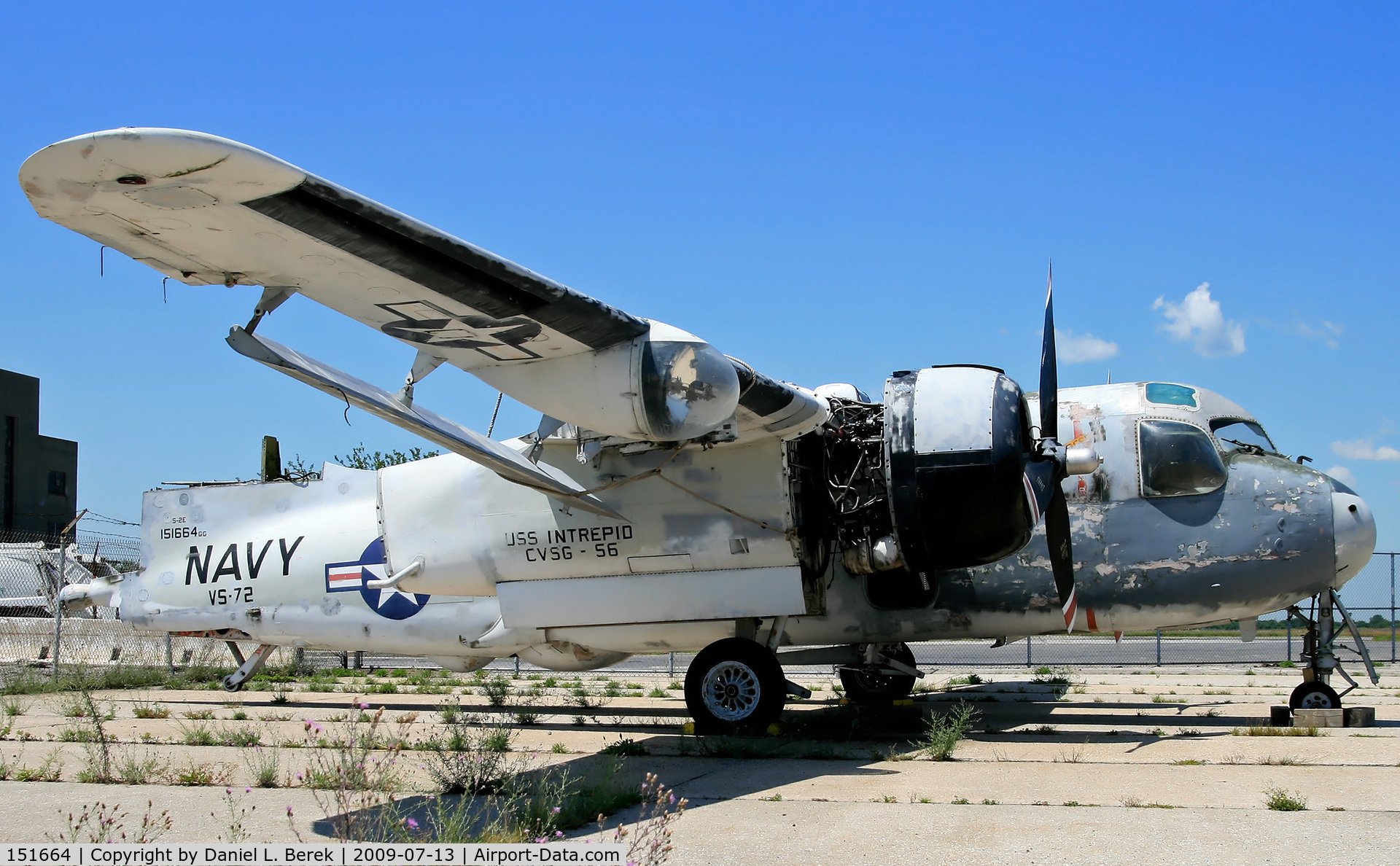 151664, Grumman S-2E Tracker C/N 197C, Unwanted and unloved, this poor tracker was first evicted from the Intrepid Air & Space Museum, then the Cradle of Aviation Museum.  For transportation, she has been ripped apart so badly that any reassembly is unlikely.  She sits at NAS Floyd Bennett Fie