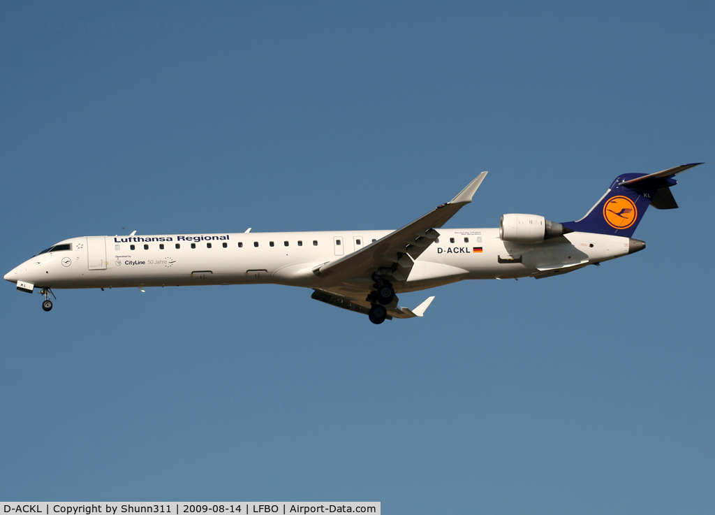 D-ACKL, 2006 Bombardier CRJ-900LR (CL-600-2D24) C/N 15095, Landing rwy 32L with additional '50 Jahre' sticker